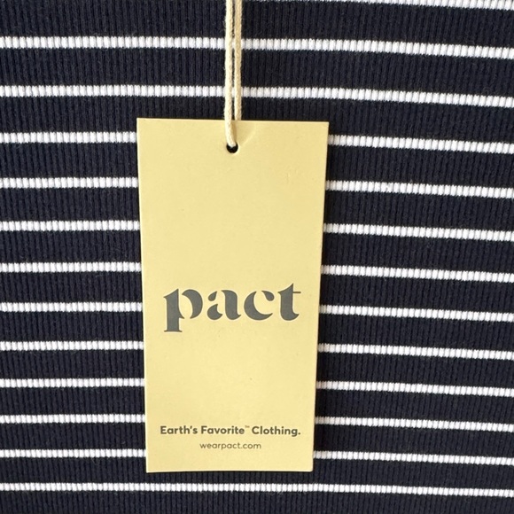 NEW Pact Women's Long Sleeve Navy and White Striped Top - Picture 2 of 7